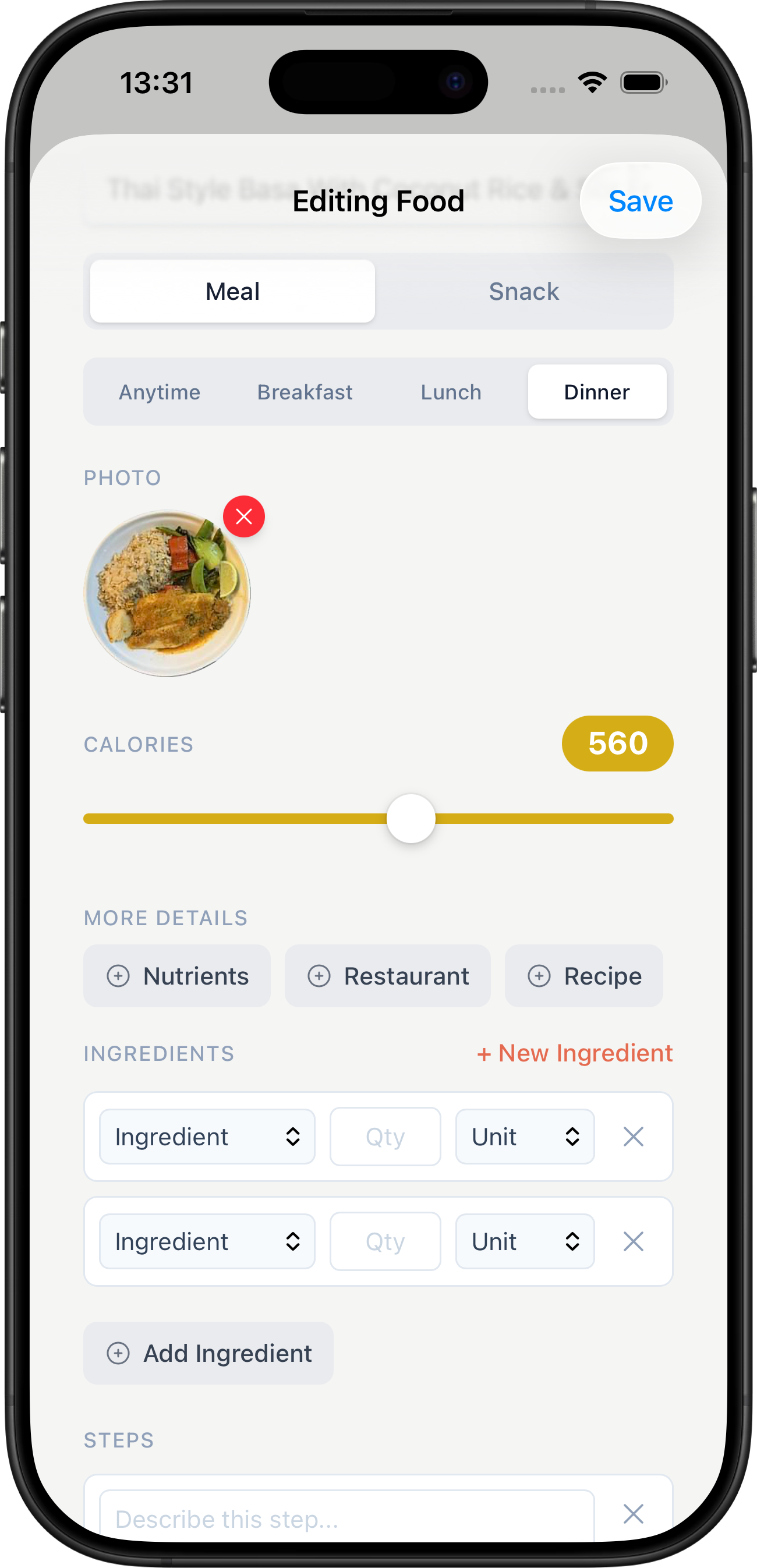 Food editor with AI detection
